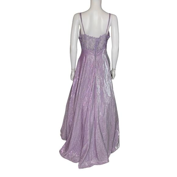 City Studios Juniors' Sleeveless Glitter Ball Gown Lavender Sz 15/16 - Picture 4 of 7
